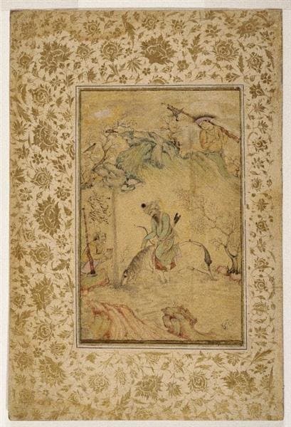 Hunters at a Stream — Reza Abbasi