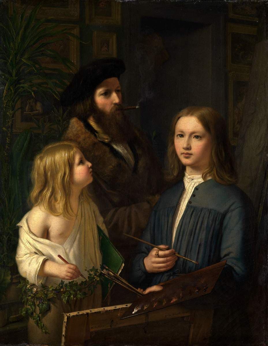 Selbstbildnis mit dem Vater Georg Philipp und dem Bruder Nathanael — Guido Philipp Schmitt