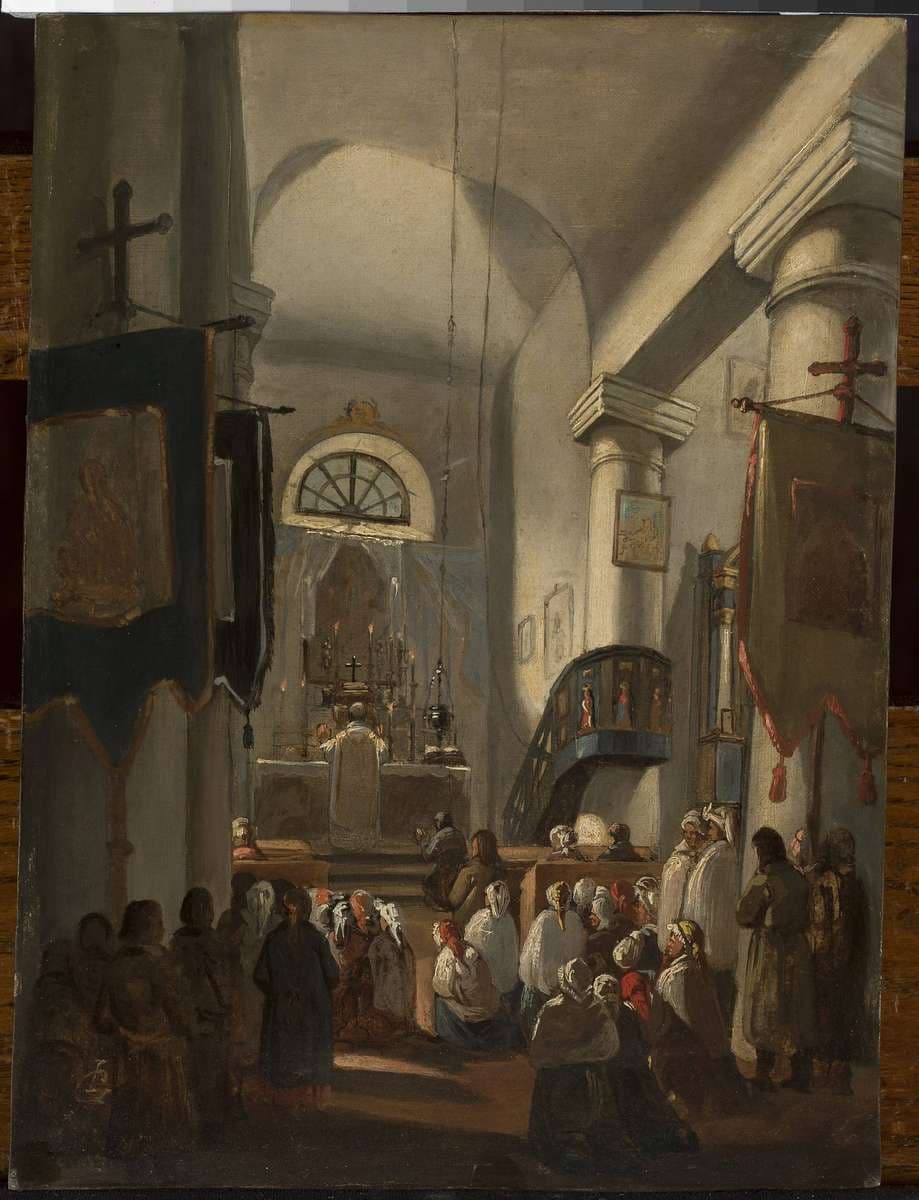 Church interior with staffage — Ignacy Gierdziejewski
