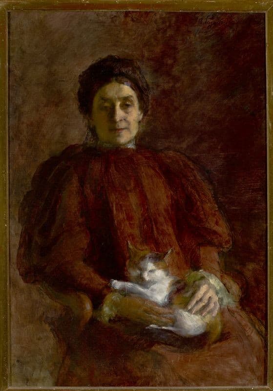 Portrait of a woman with a cat — Aniela Pająkówna