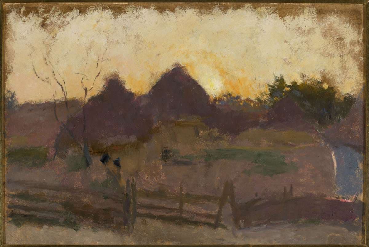 Landscape with haystacks — Tadeusz Makowski