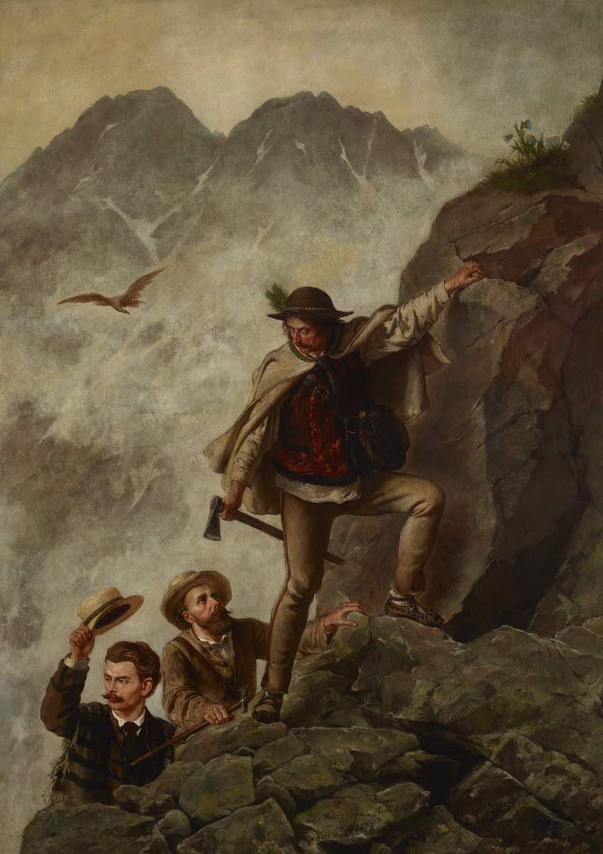 Guide and Tourists in the Tatra Mountains — Walery Eljasz Radzikowski