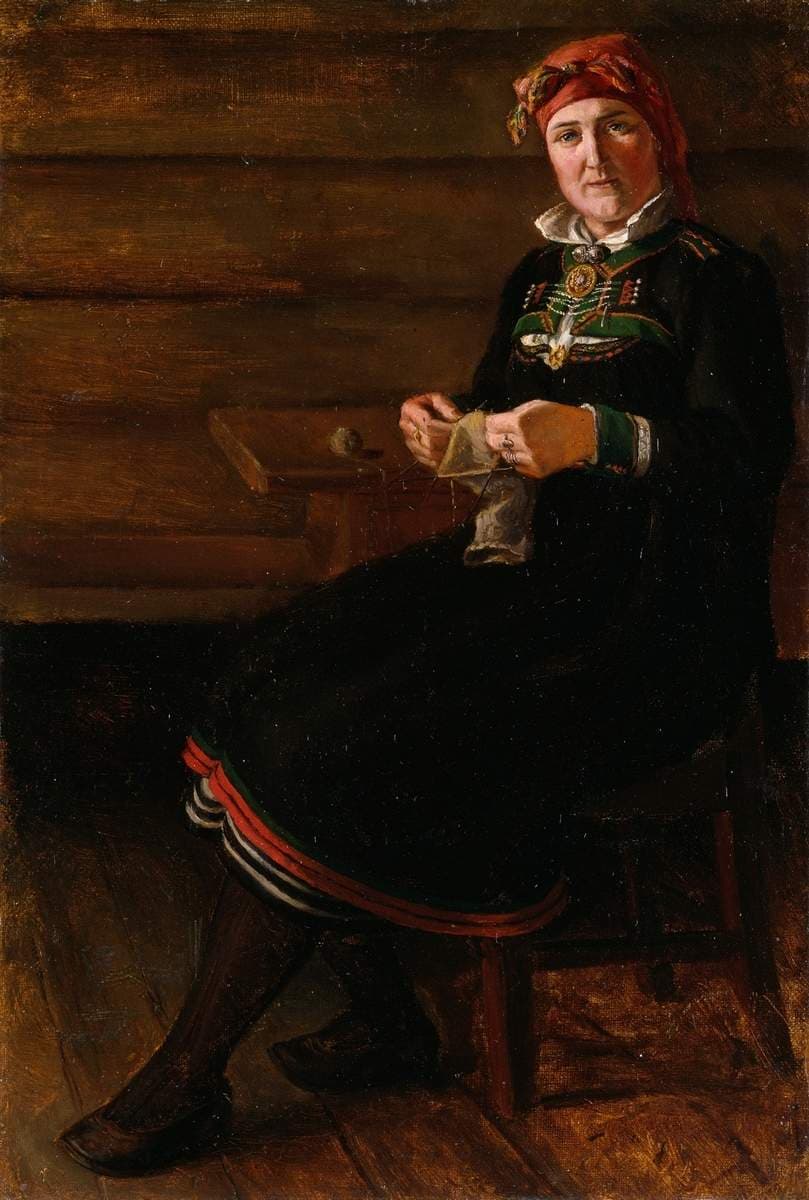 Seated Woman in Folk Costume from Setesdal — August Schneider