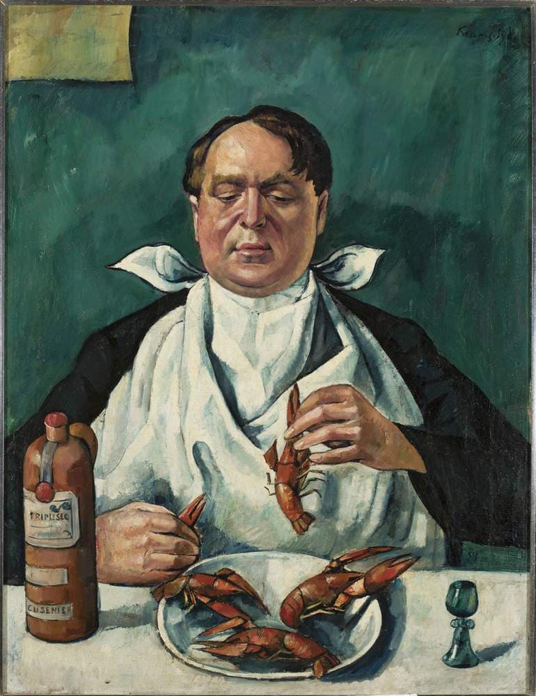 Man eating crayfish (Portrait of Karol Szuster) — Roman Kramsztyk
