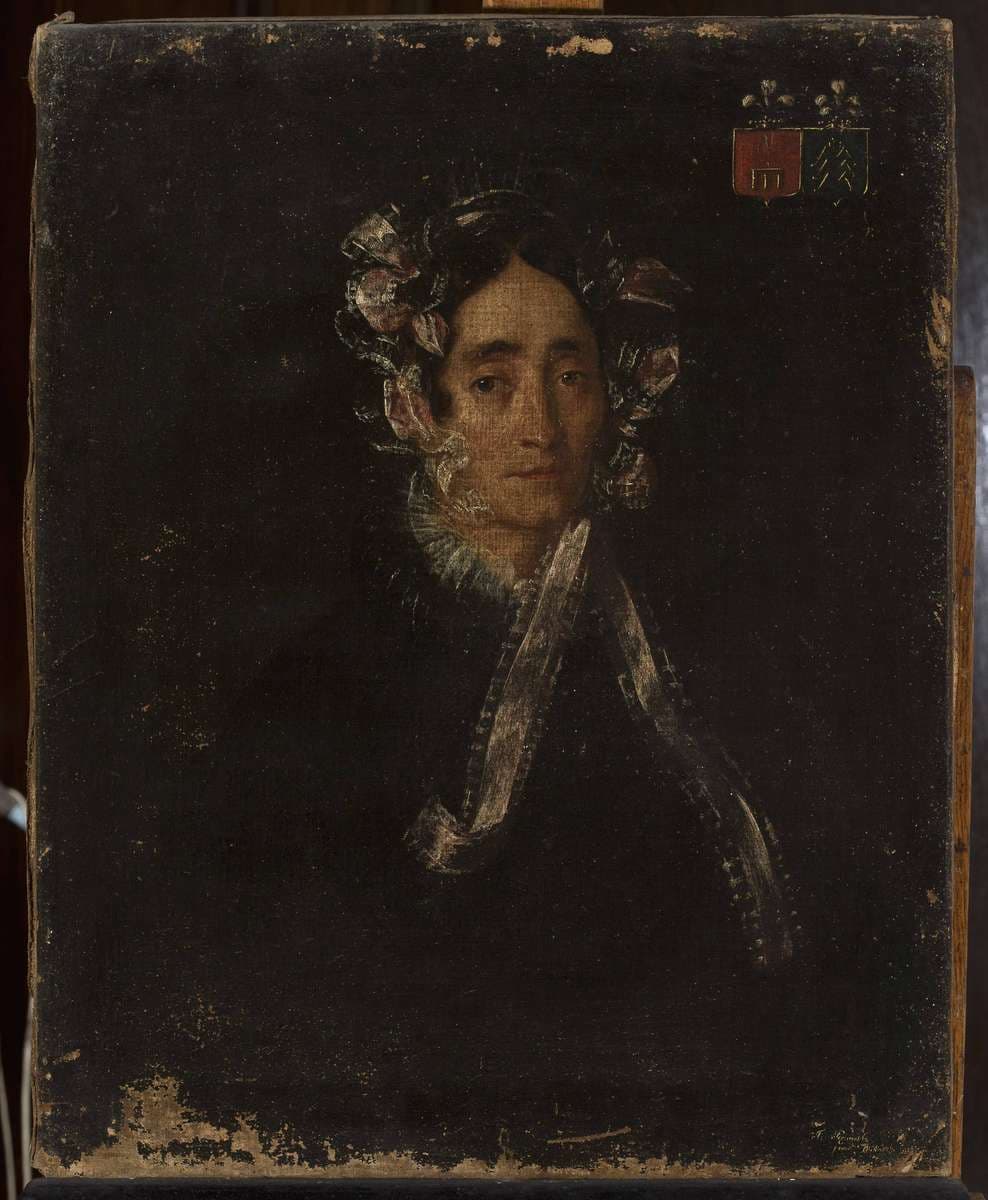 Portret kobiety z herbem Mikulińskich i Krzyczewskich (?) — Feliks Pęczarski