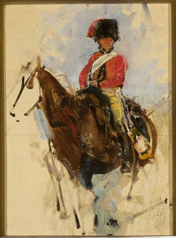 Sketch of a horseman, hussar — Maksymilian Gierymski
