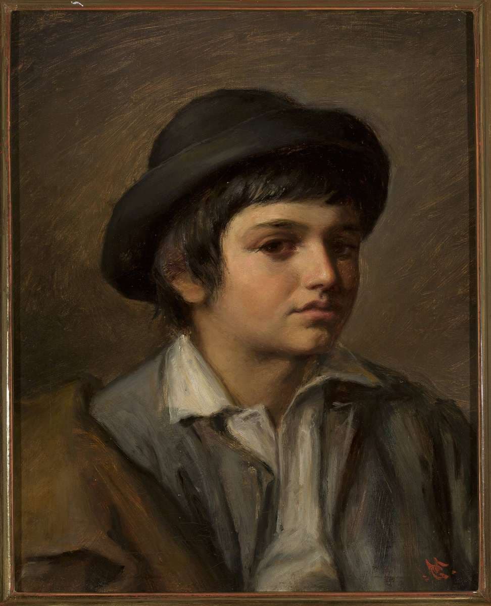 Portrait of a boy in a hat — Maurycy Gottlieb