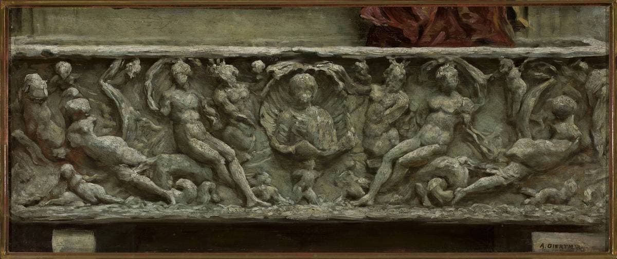 Fragment of sarcophagus from Palazzo Giustiniani in Rome — Aleksander Gierymski