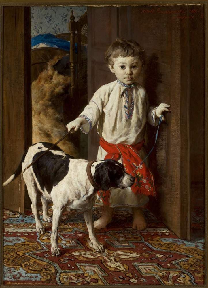 Artist’s son with a dog — Witold Pruszkowski