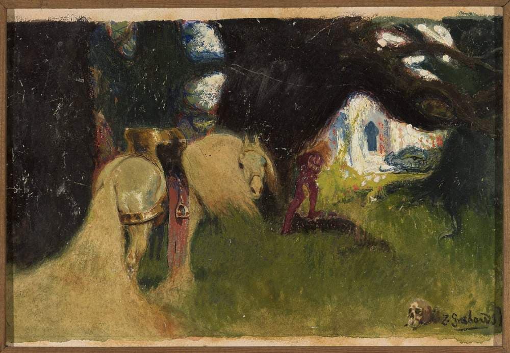 In front of the Dragon’s Den – figure for the fairy tale — Zygmunt Grabowski
