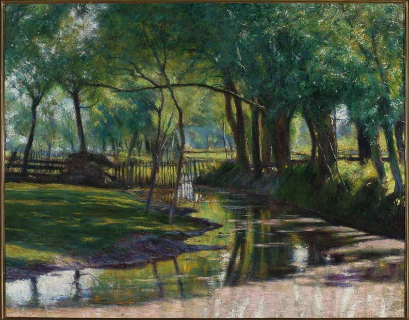 Green landscape with a stream — Władysław Podkowiński
