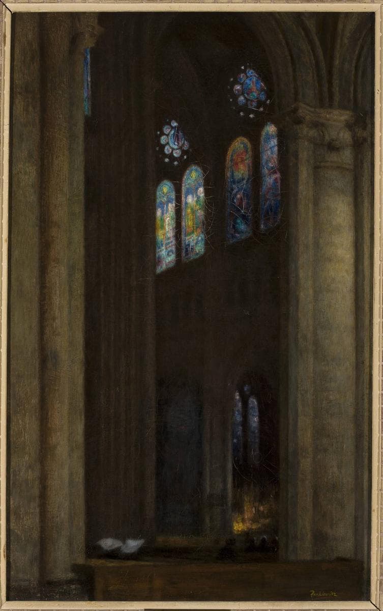 Interior of the cathedral in Chartres — Józef Pankiewicz