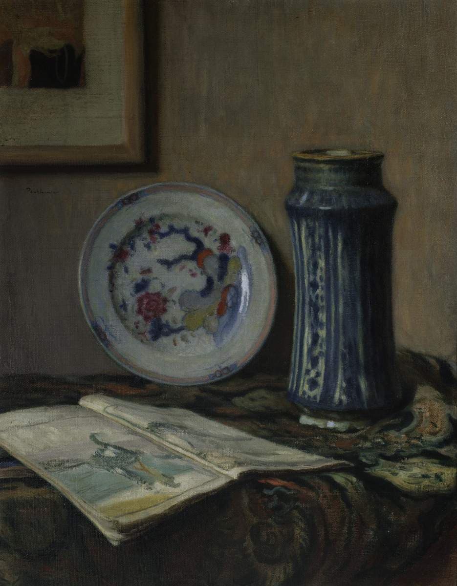 Still life with ceramics (Still life with a blue vase) — Józef Pankiewicz