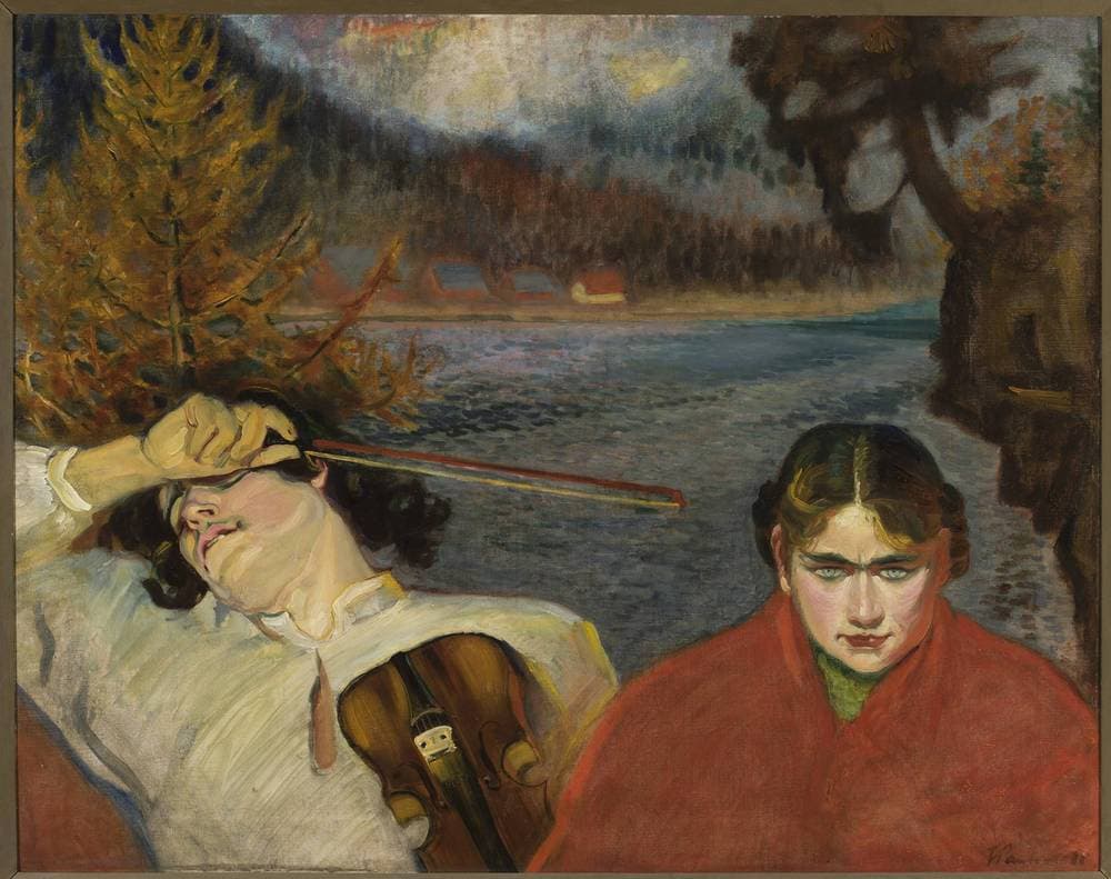 Fiddler – Symbolic scene against landscape — Fryderyk Pautsch