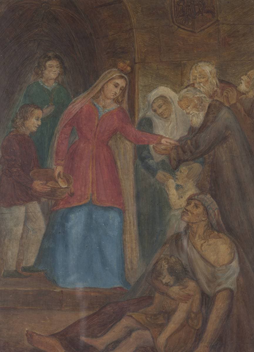 King Jadwiga Distributung Bread to the Poor — Maksymilian Cercha