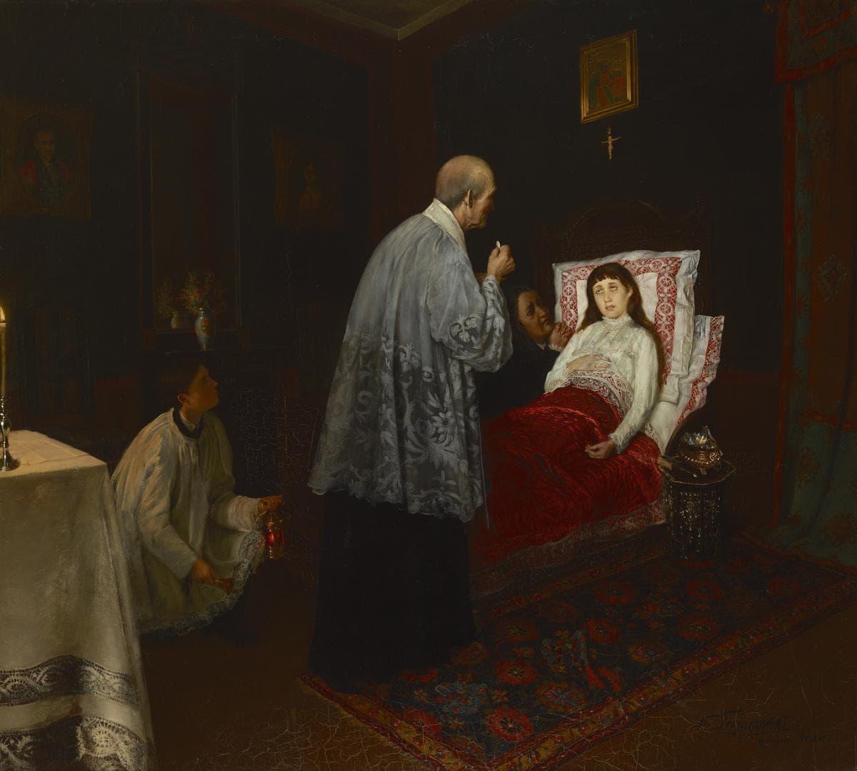 Communion of a Sick Woman — Wincenty Trojanowski