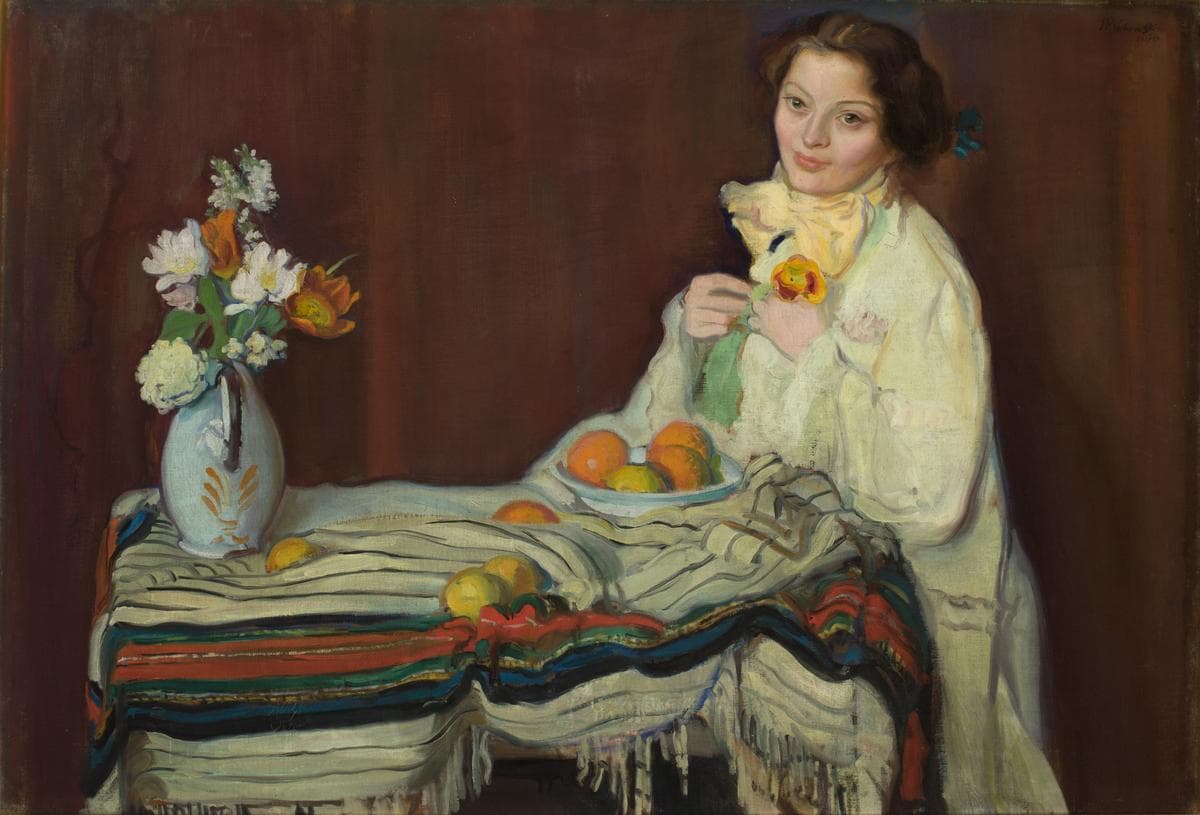 Portrait of Wife at the Table — Ignacy Pieńkowski