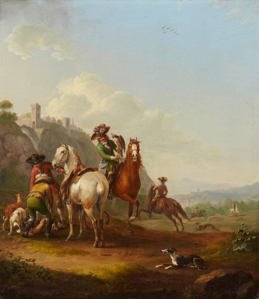 Hare-Hunt with Falconer — Johann Georg Pforr