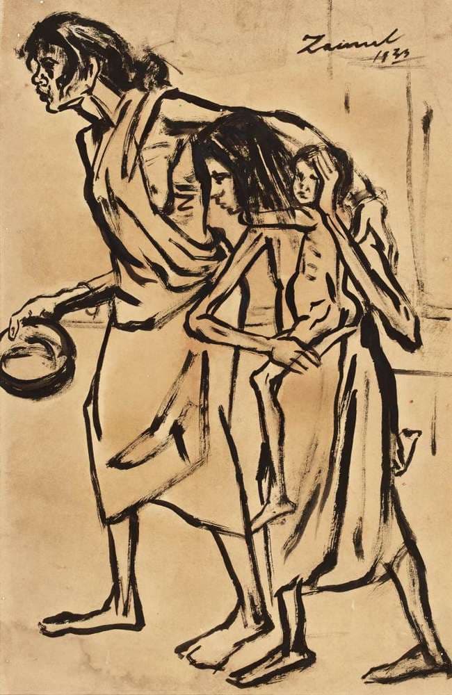 Famine Sketch — Zainul Abedin, 1943
