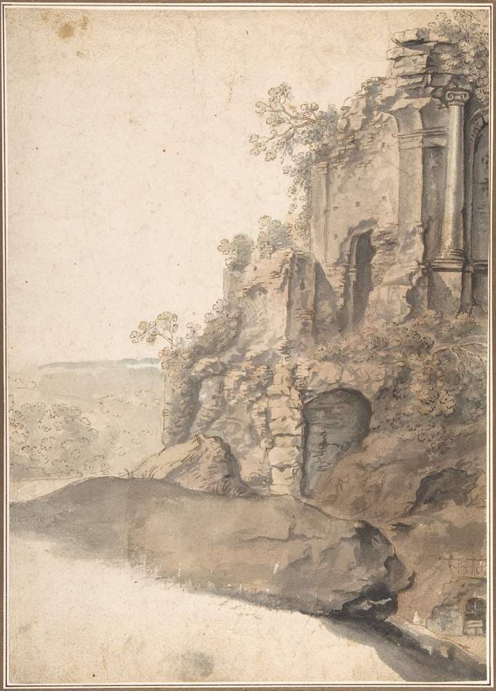 Landscape with Roman Ruins — Cornelis van Poelenburgh