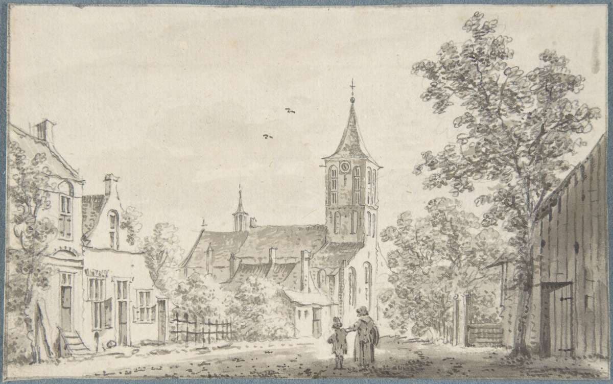 Village Street Scene with a Church — Cornelis Ploos van Amstel