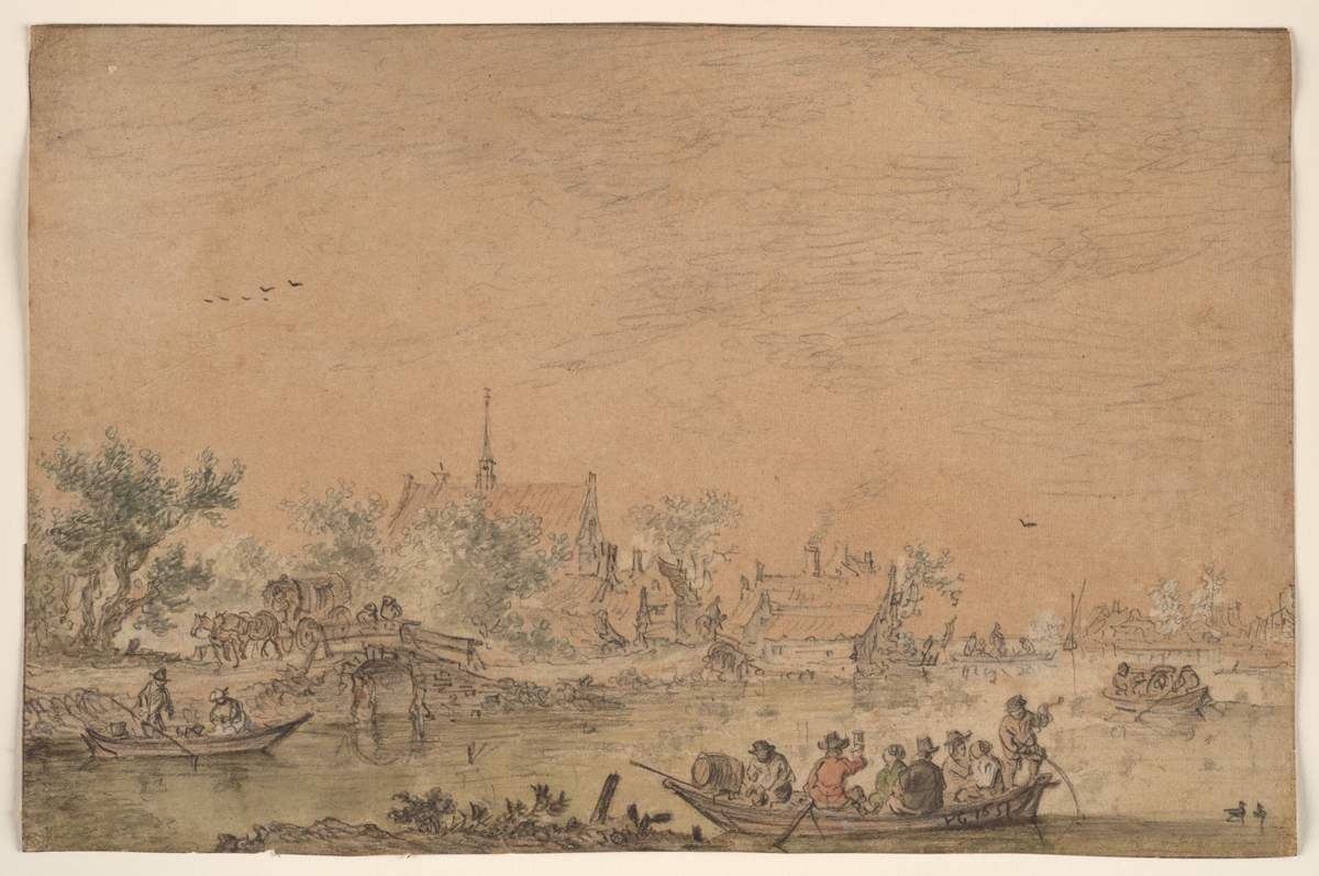 Boating Party on a River — Jan van Goyen