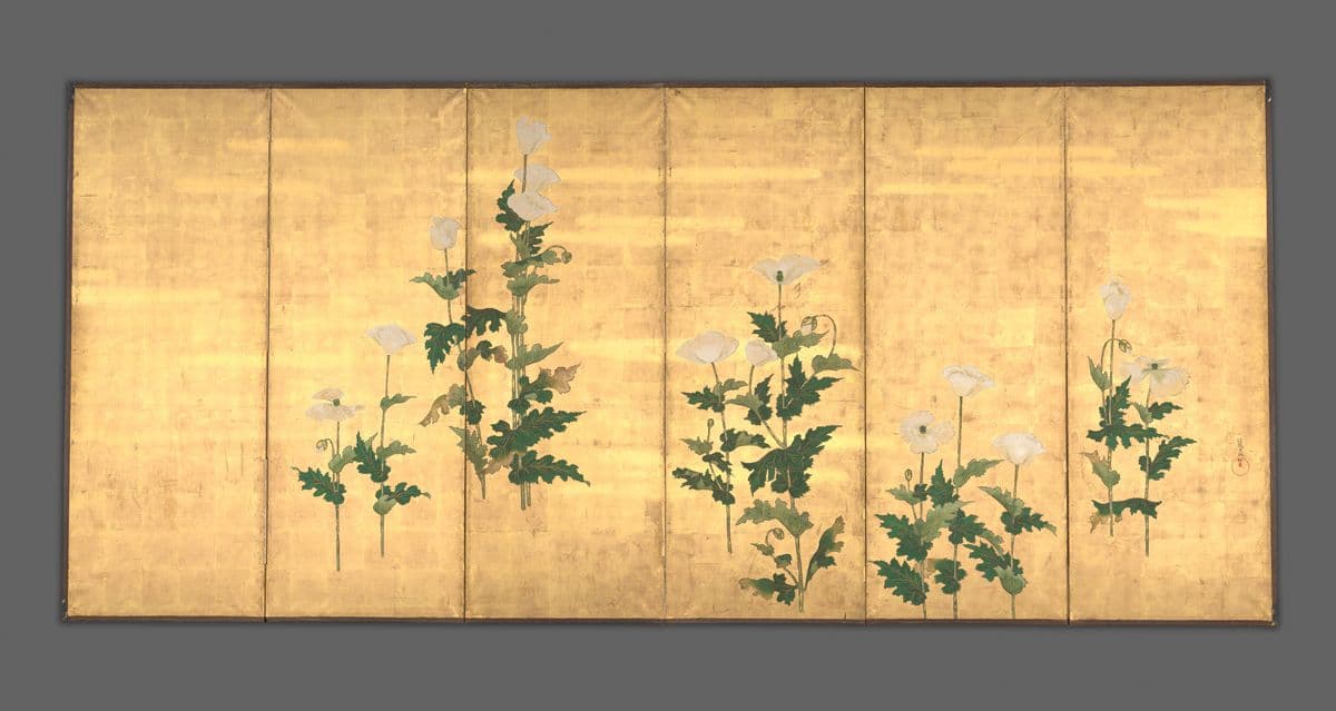 White Poppies on Gold Ground — Ogata Kōrin