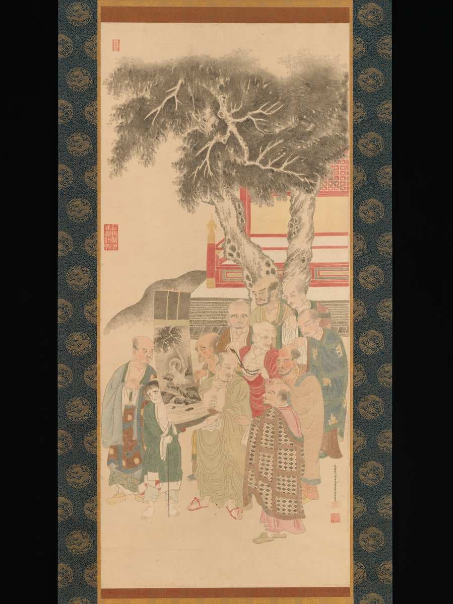 Ten Rakan Examining a Painting of White-Robed Kannon — Katō Nobukiyo