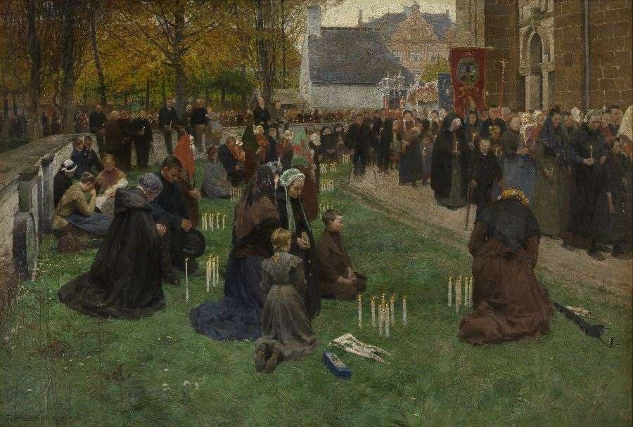 Pilgrims Moving Around the Church — Frans van Leemputten