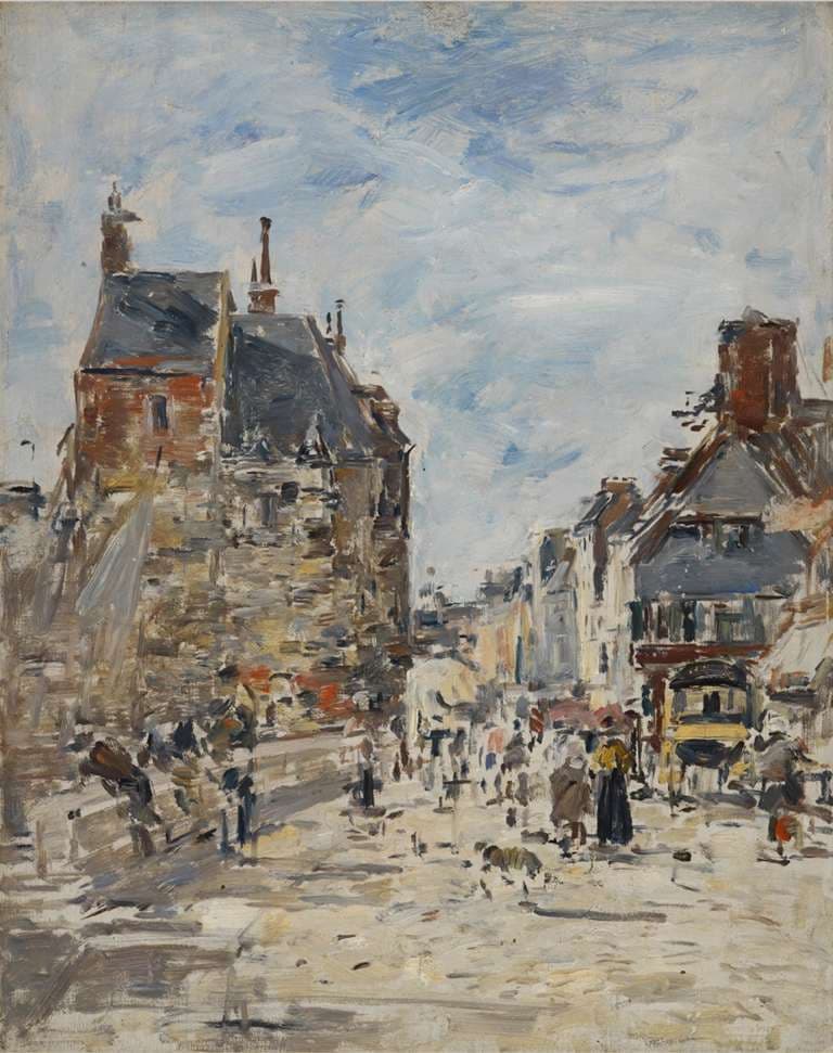 Une Rue à Honfleur: La Lieutenance / A Street in Honfleur: The Lieutenancy — Eugène Boudin