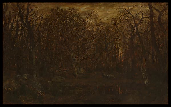 The Forest in Winter at Sunset — Théodore Rousseau
