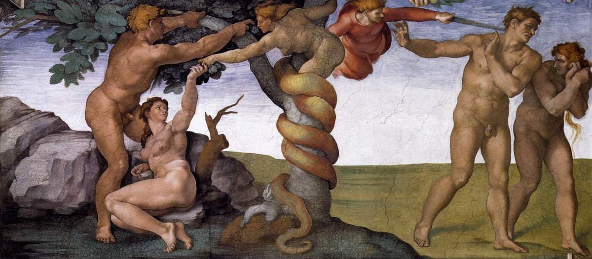 The Fall and Expulsion from Paradise — Michelangelo