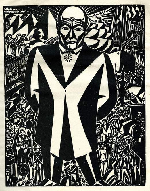 Business-Man, from Genius, Zeitschrift für werdende und alte Kunst (Magazine for Emerging and Ancient Art), Year 2, no. 1 — Frans Masereel
