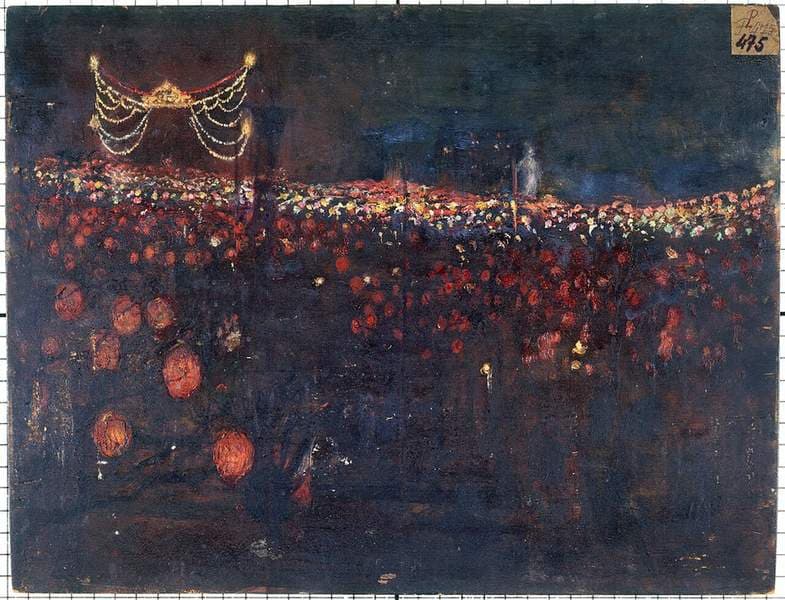 Fête de nuit, place de la Nation, à l'occasion de l'inauguration du monument à la République de Dalou, le 19 novembre 1899 — Victor Marec