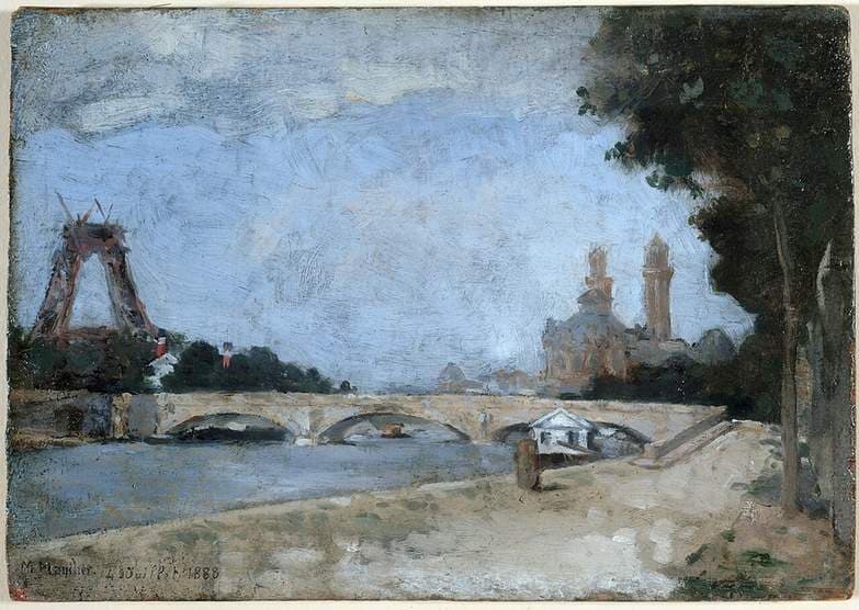 La Tour Eiffel en construction, vue du quai de la Conférence — Marc Mouclier