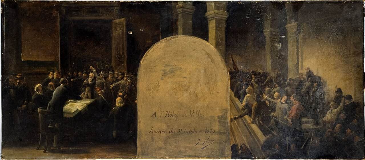 Esquisse pour le cabinet du préfet de l'Hôtel de Ville de Paris : L'envahissement de l'Hôtel de Ville par les bataillons de Belleville — Jean-Baptiste Noro