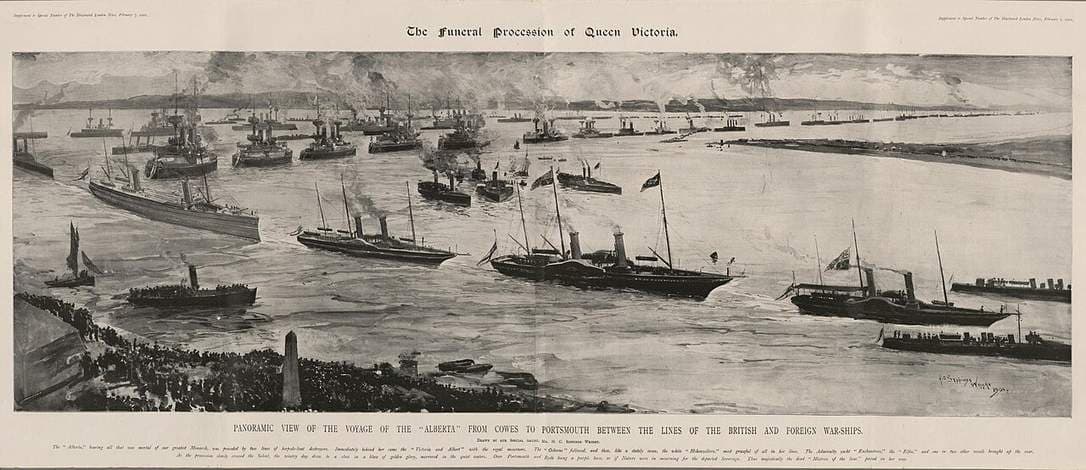 Panoramic view of the voyage of the Alberta from Cowes to Portsmouth between the lines of the British and foreign warships — Henry Charles Seppings Wright