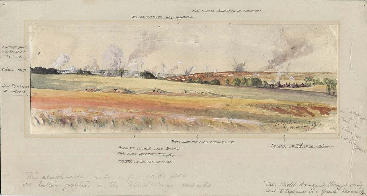 Opening of the Somme Bombardment — William Thurston Topham