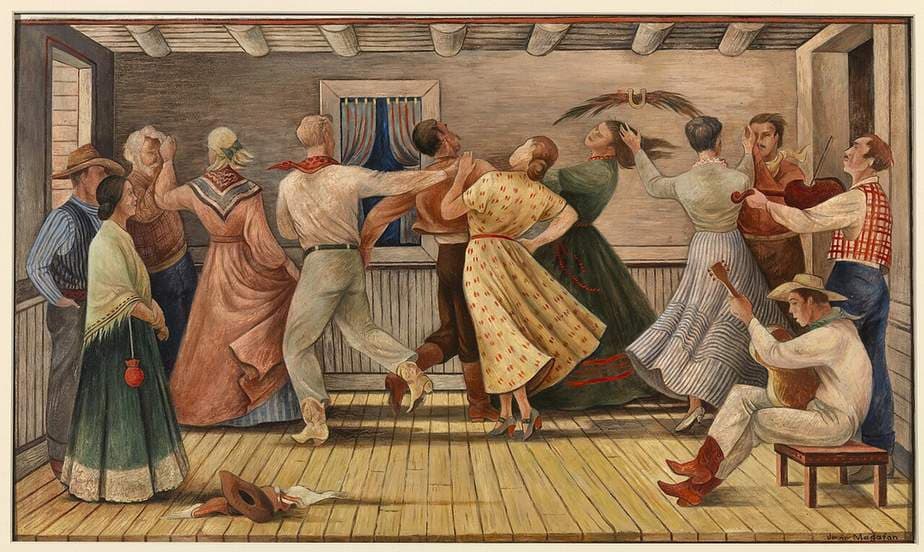 Cowboy Dance (mural study, Anson, Texas Post Office) — Jenne Magafan