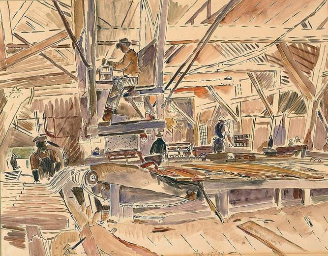 Inside A Lumber Mill — Claire Falkenstein