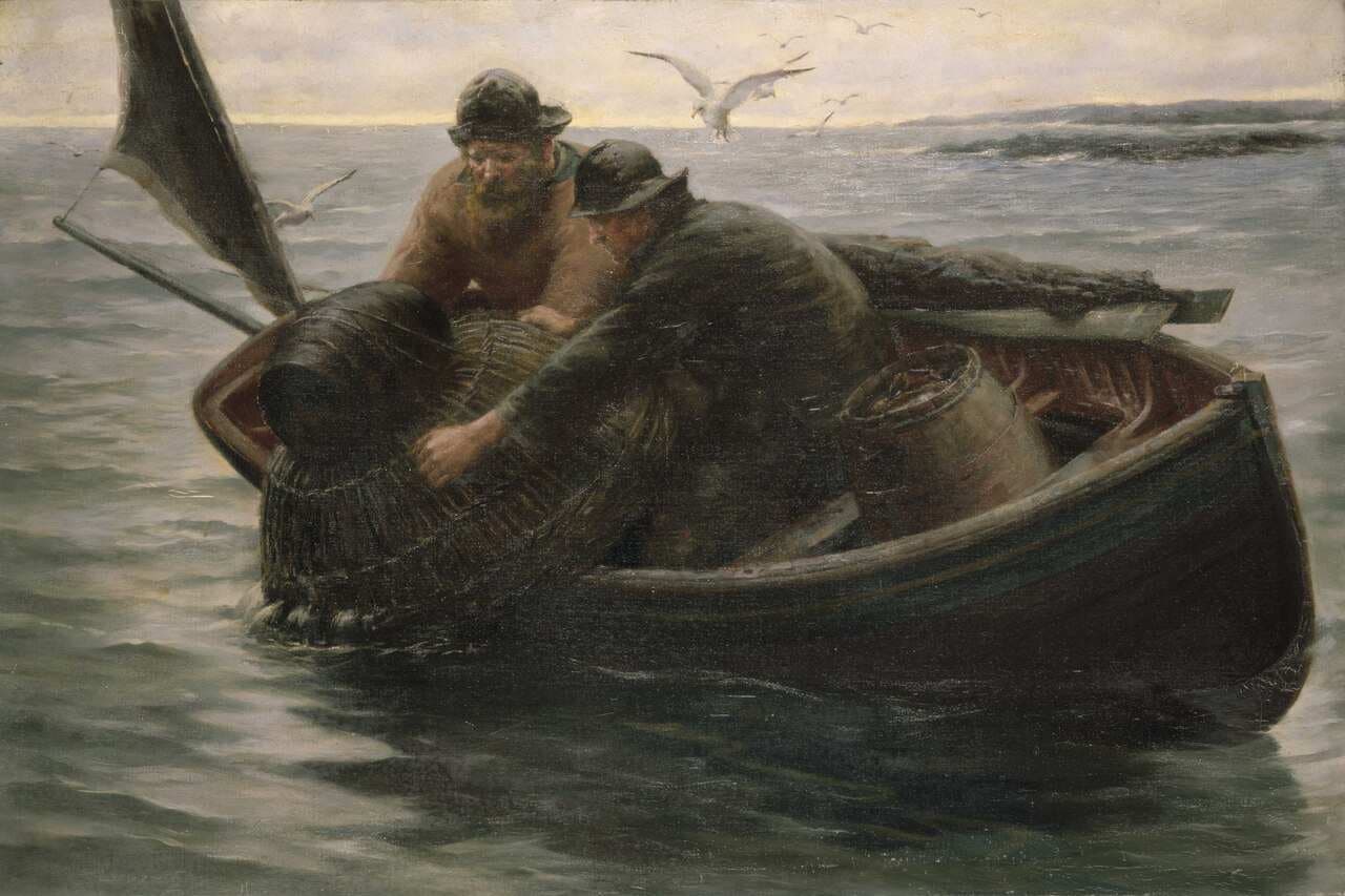 Hauling in the lobster pot — Herbert E. Butler