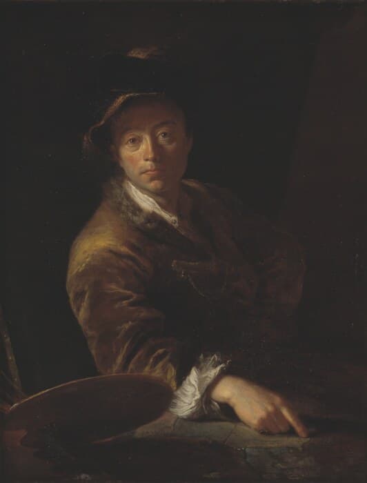 Portrait of a Painter (presumably C. L. Agricola, 1667-1719) — Antoine Pesne