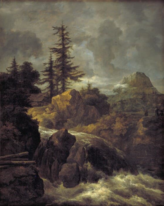 Landscape with a Waterfall and a Hut — Jacob van Ruisdael