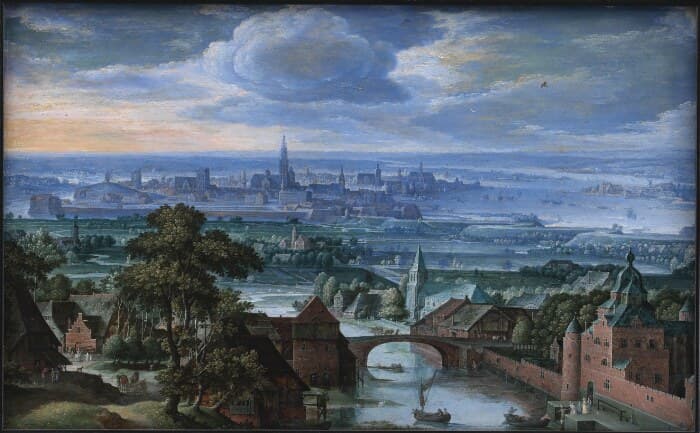 Landscape with a View of Antwerp — Hans Bol