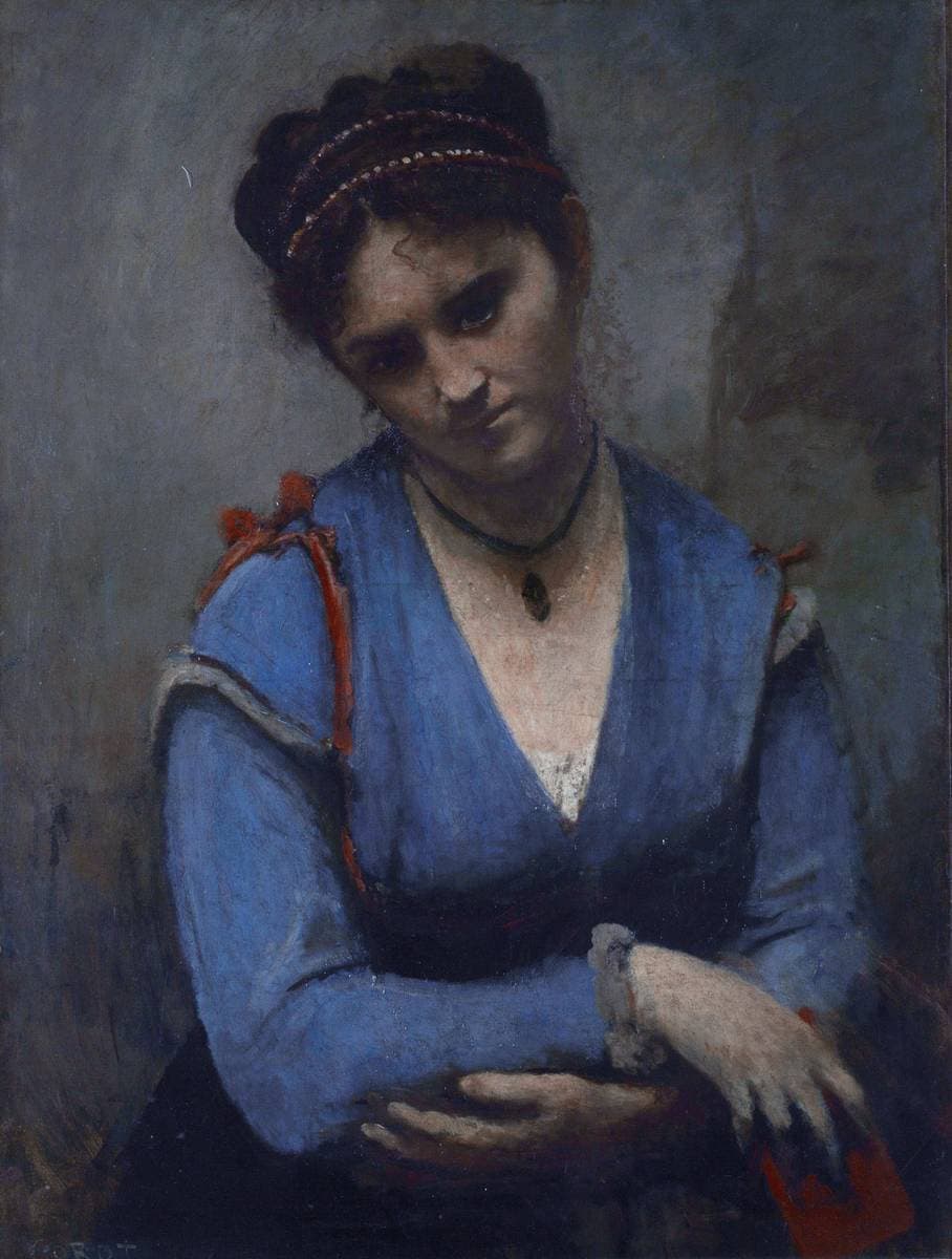Portrait of Mariette Gambay (“La Songerie de Mariette”) — Jean-Baptiste Camille Corot