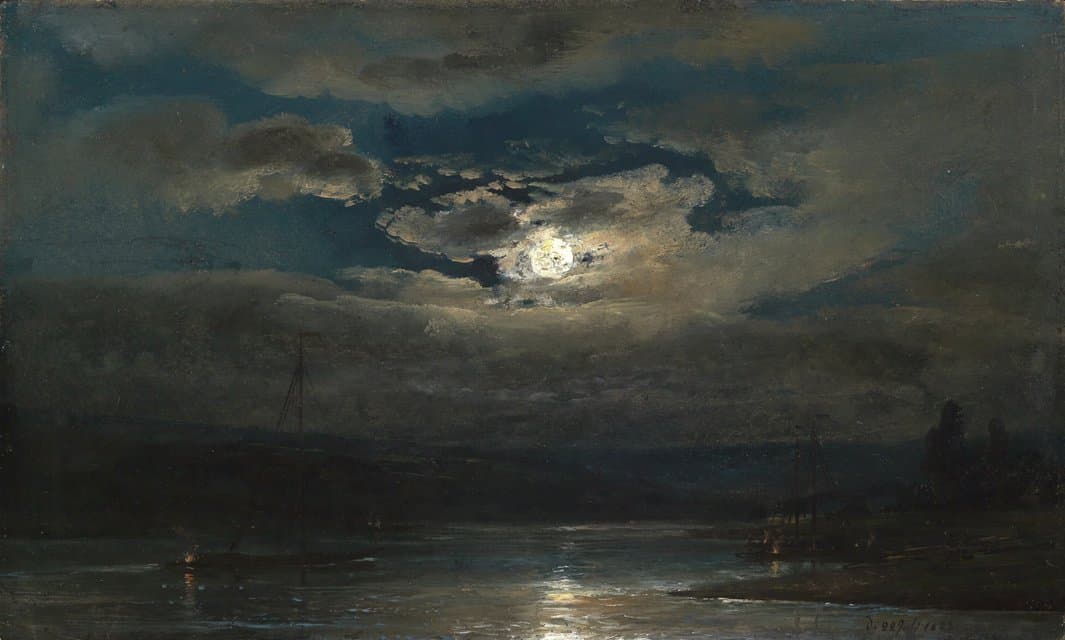 Elblandschaft bei Dresden im Mondschein — Johan Christian Dahl