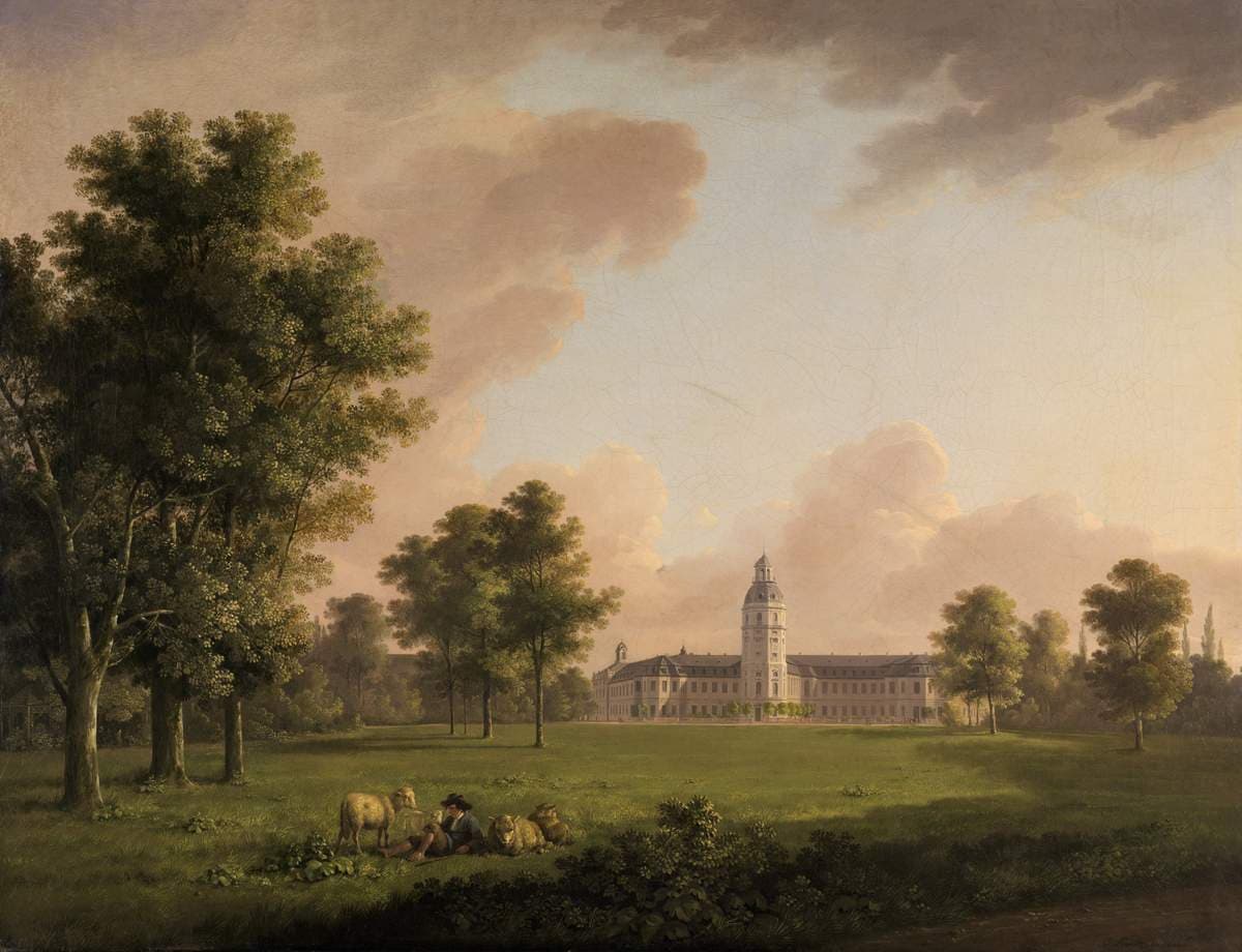 Blick auf das Karlsruher Schloss vom Schlossgarten aus — Carl Kuntz