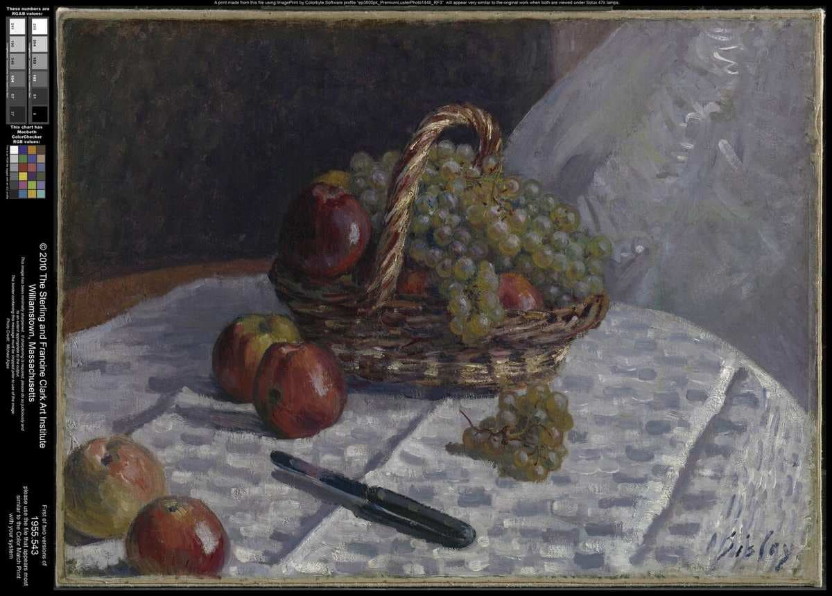 Apples and Grapes in a Basket — Alfred Sisley