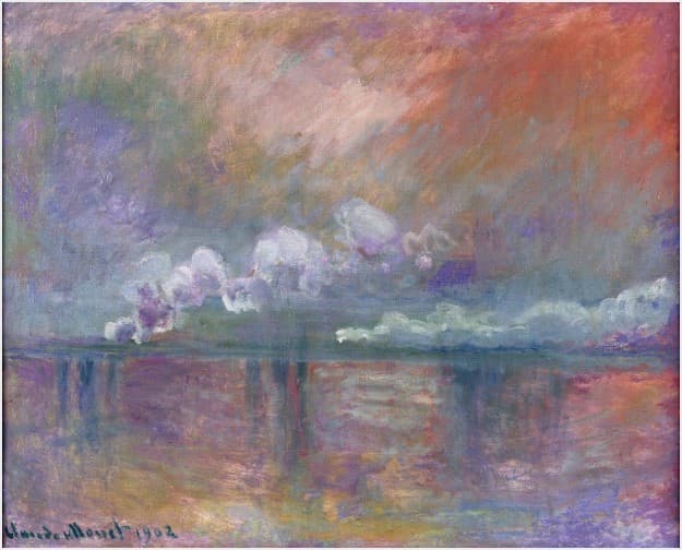 Charing Cross bridge, fumées dans le brouillard, impression — Claude Monet