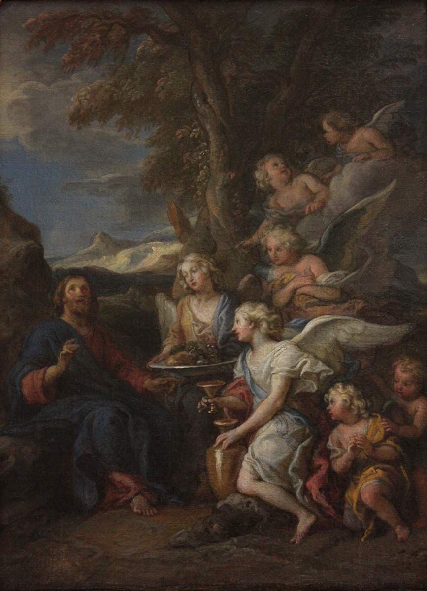 Le Christ au désert servi par les anges — Charles de La Fosse